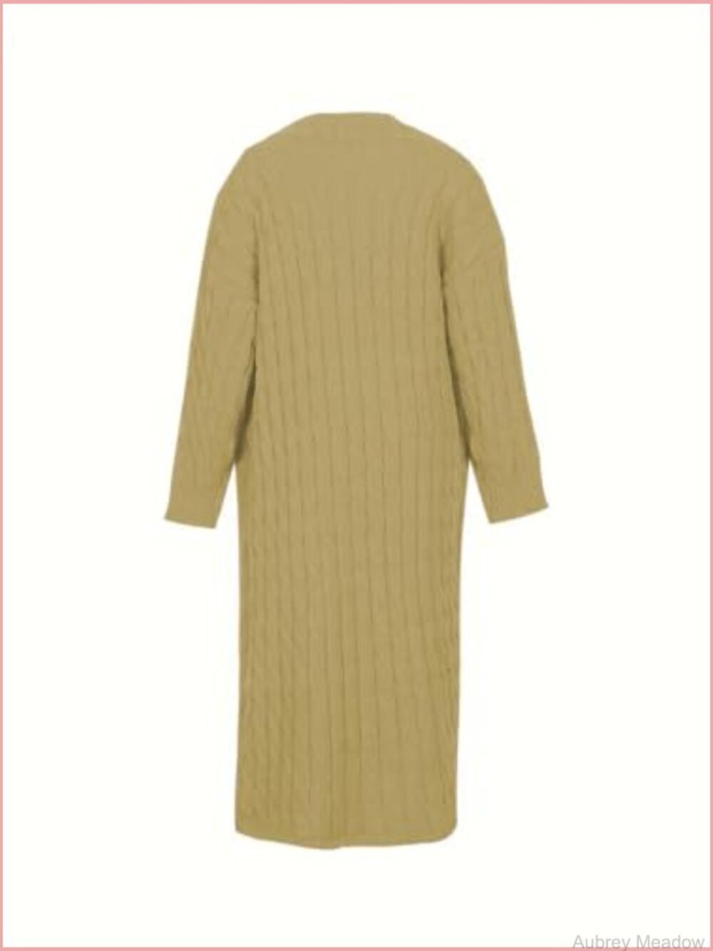 Long Knit Cardigan Sweater Open Front Duster Ribbed Pattern - Picture 5 of 7